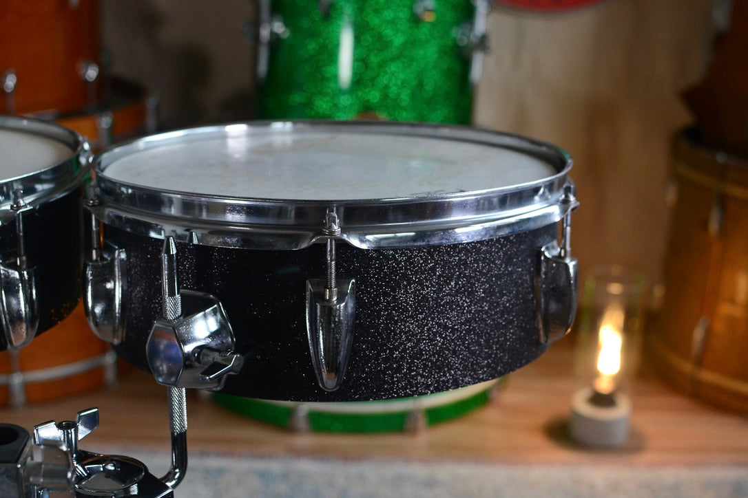HD Custom 12" & 13" Concert / Pancake Toms in Black Sparkle Vinyl Finish