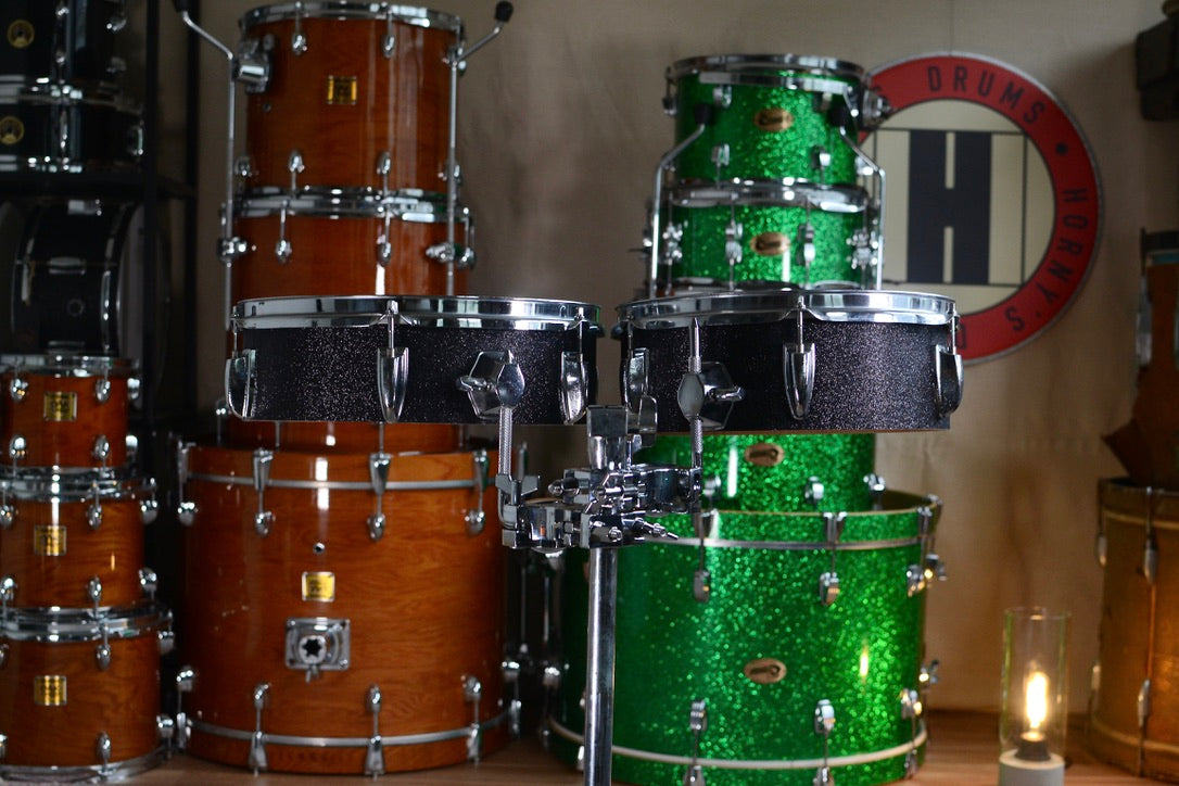 HD Custom 12" & 13" Concert / Pancake Toms in Black Sparkle Vinyl Finish