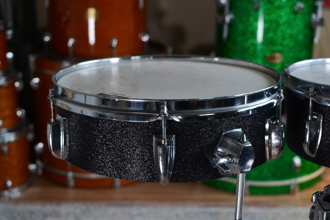 HD Custom 12" & 13" Concert / Pancake Toms in Black Sparkle Vinyl Finish
