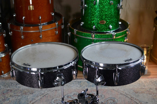 HD Custom 12" & 13" Concert / Pancake Toms in Black Sparkle Vinyl Finish