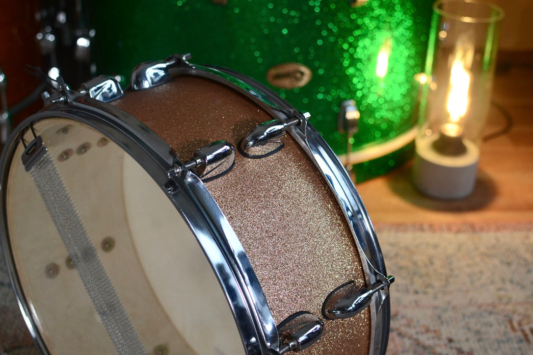 HD Custom 14x5.5" Snare Drum in Champagne Sparkle Vinyl Finish