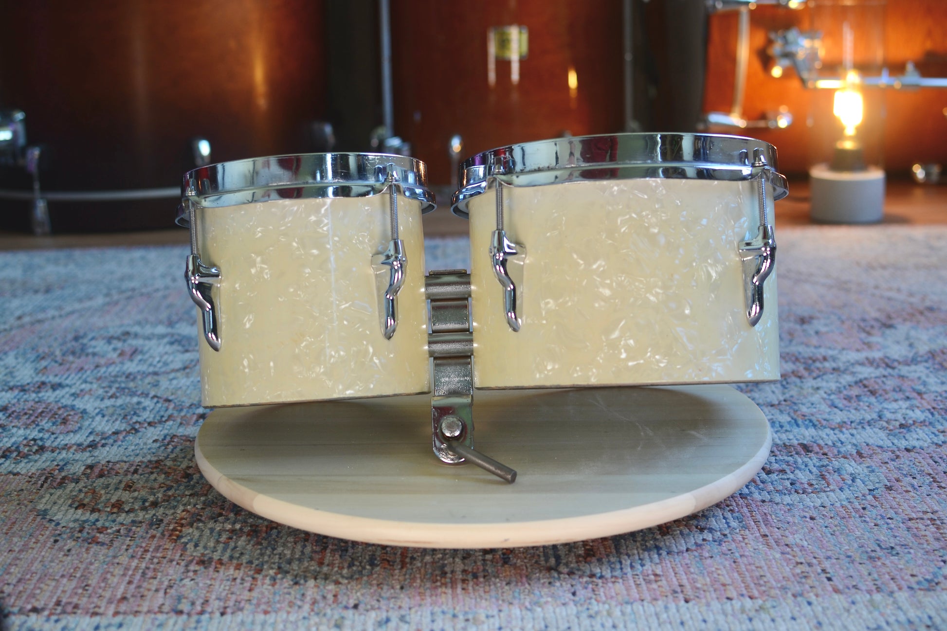 Olympic (Premier) 6 & 8" Drum Bongos in White Marine Pearl -  1950s