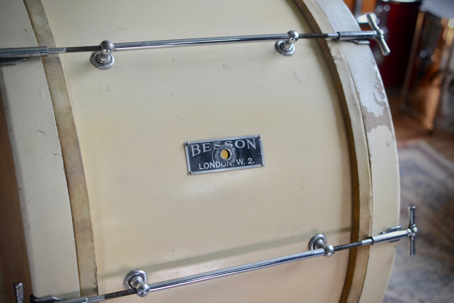 Besson London Vintage 22x14" Bass Drum in Aged White - 1938