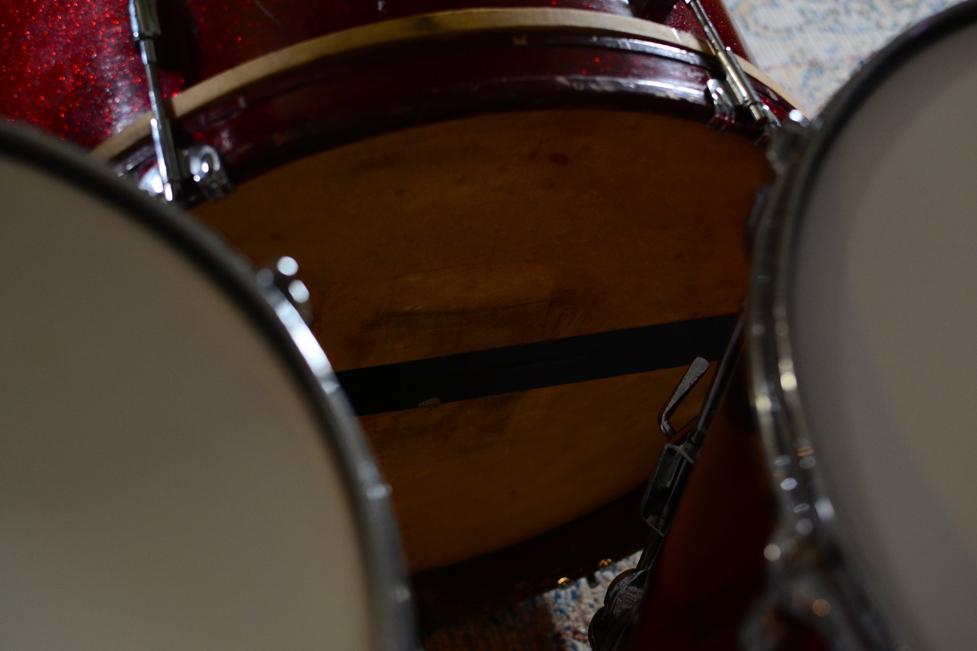 Stratford & Besson (Ajax) 'Shaftsbury' Outfit Drum Kit inc Snare in Red Sparkle - 1960s