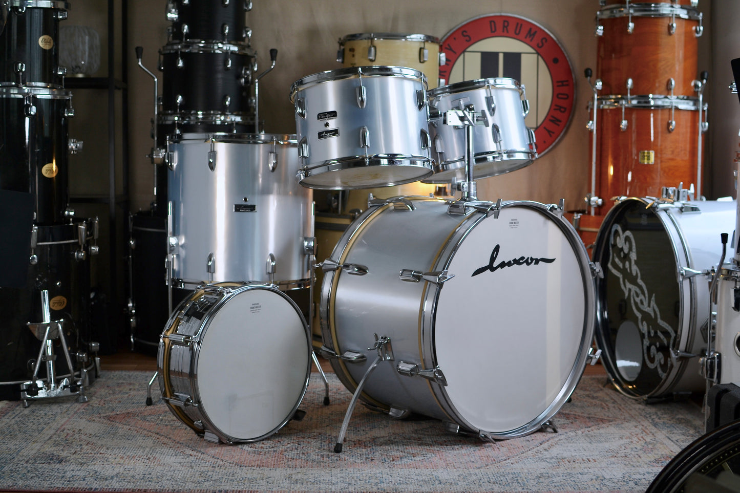 Luxor Professional MIJ 5 Piece Drum Kit in Silver Metallic - 1960s
