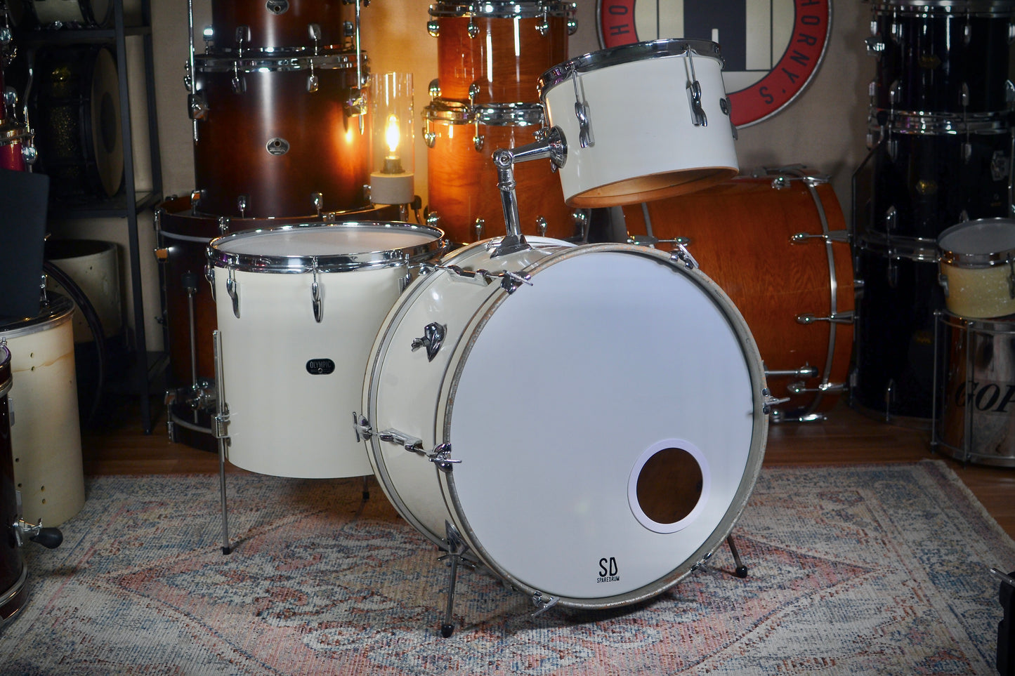 Olympic (Premier) Vintage Drum Kit 12/16/20" in White Duroplastic - 1966