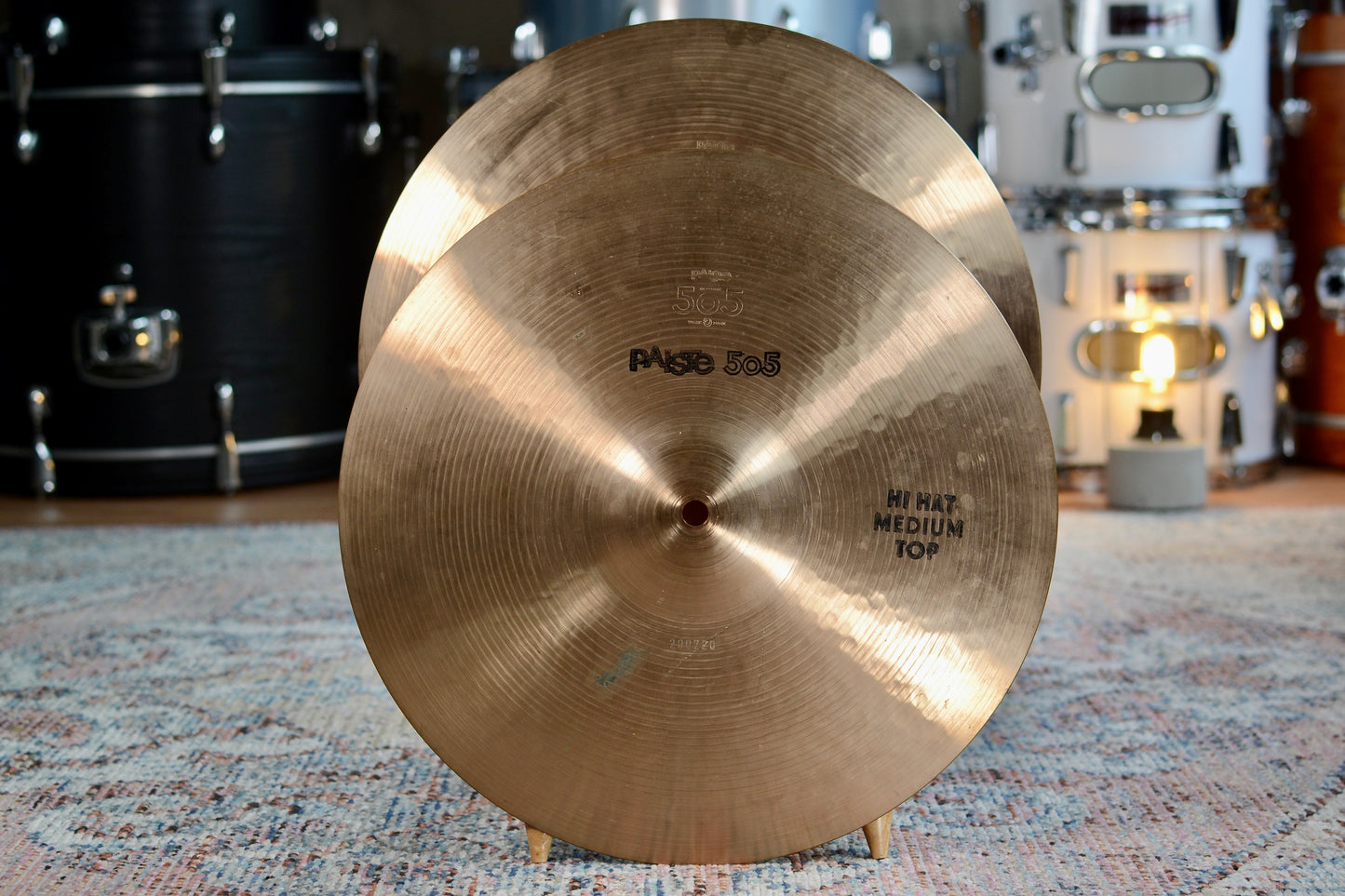 Paiste 505 14" Medium Hi-hat Cymbals 1980 Single Line Stamp German Made - VERY RARE - 699/984g