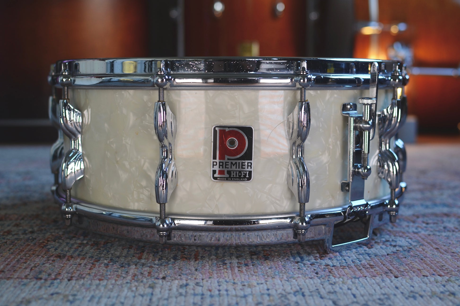 Premier Hi-Fi 14x5.5" Vintage Birch Snare Drum in White Marine Pearl - 1960