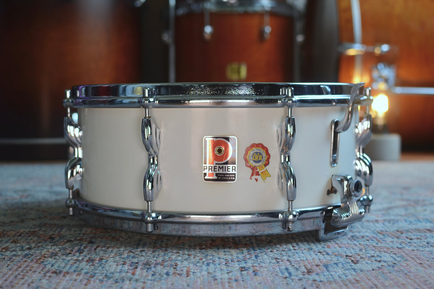 Premier ‘No.1’ Super Ace 14x5.5" Vintage Snare Drum in White Duroplastic - 1958