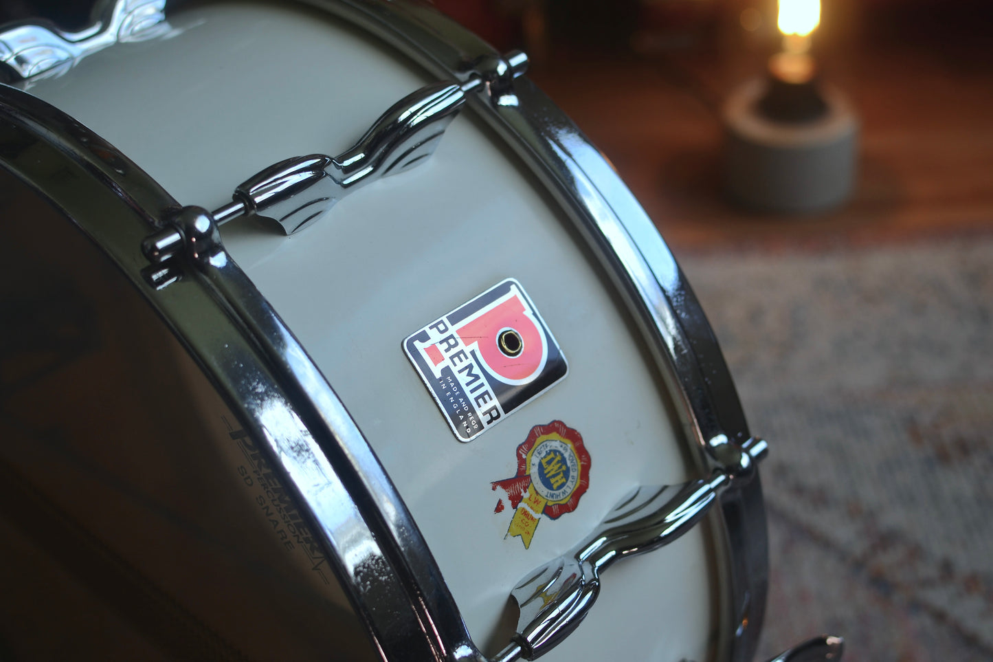 Premier ‘No.1’ Super Ace 14x5.5" Vintage Snare Drum in White Duroplastic - 1958