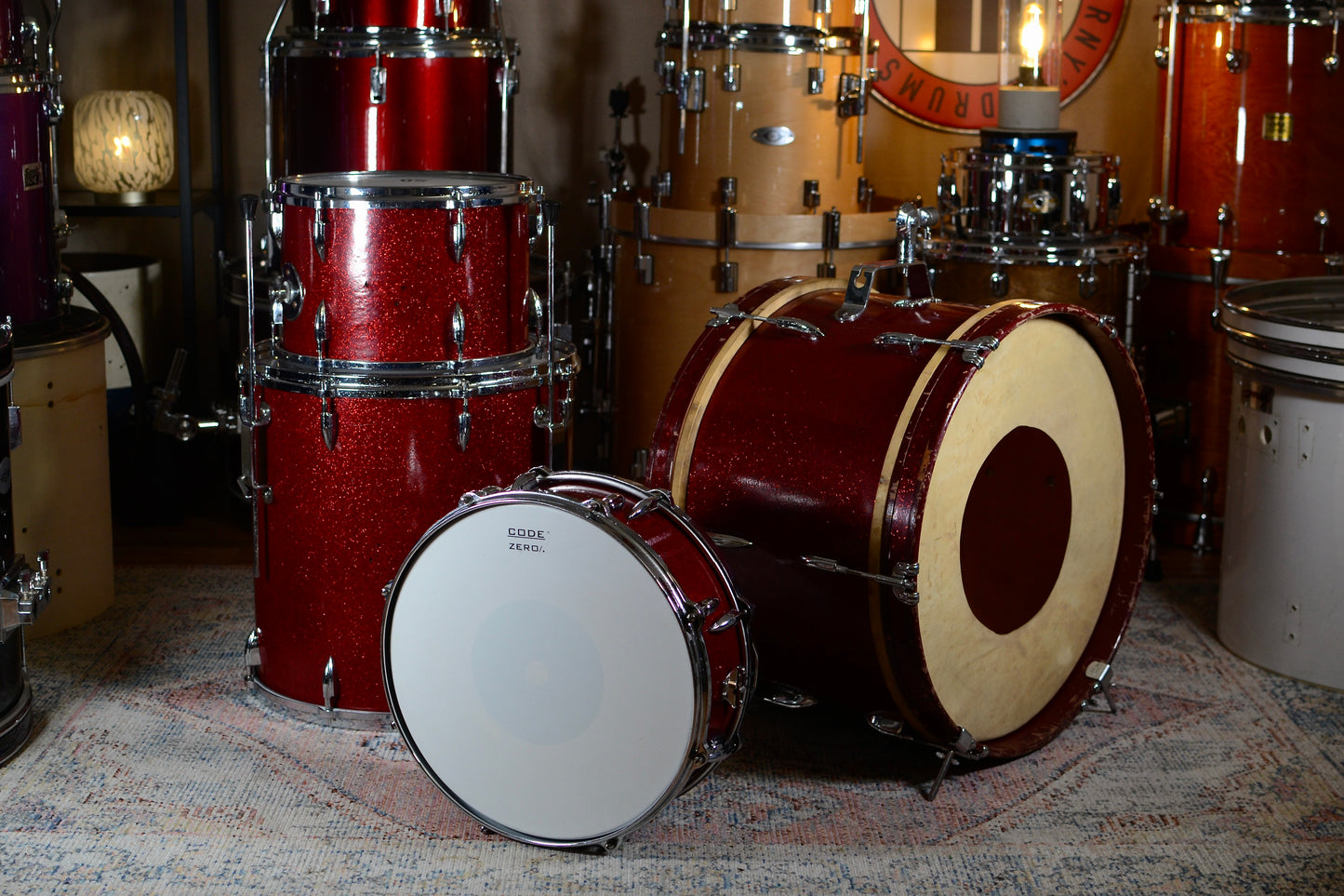 Stratford & Besson (Ajax) 'Shaftsbury' Outfit Drum Kit inc Snare in Red Sparkle - 1960s