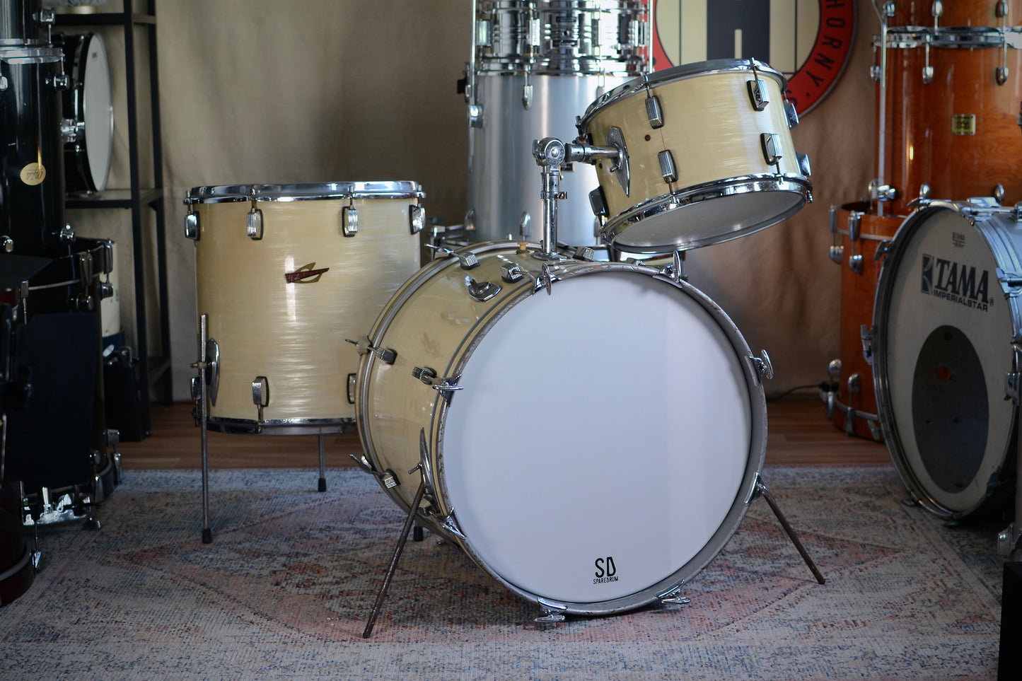 Trixon '0/200' Luxus Vintage Drum Kit in White Silk Pearl 13/16/20" - 1960s