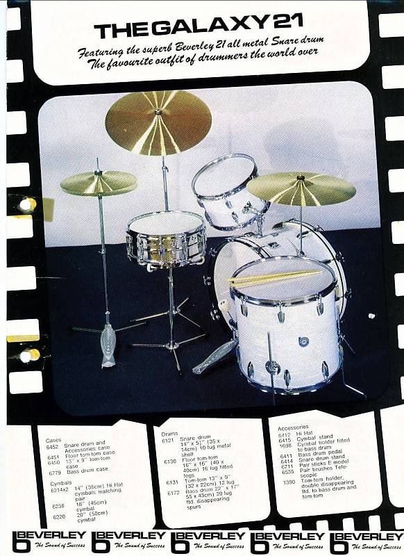 Beverley 'The Galaxy 21' 3-Piece Mahogany Drum Kit in Jet Black - 1969
