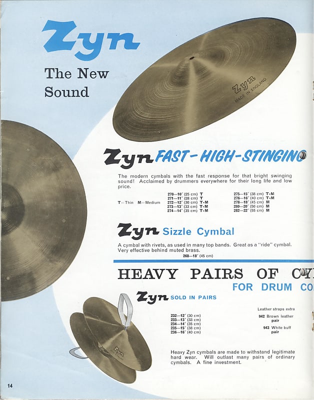 Zyn 18" Crash Cymbal with Rivets - 1164g - 1960's