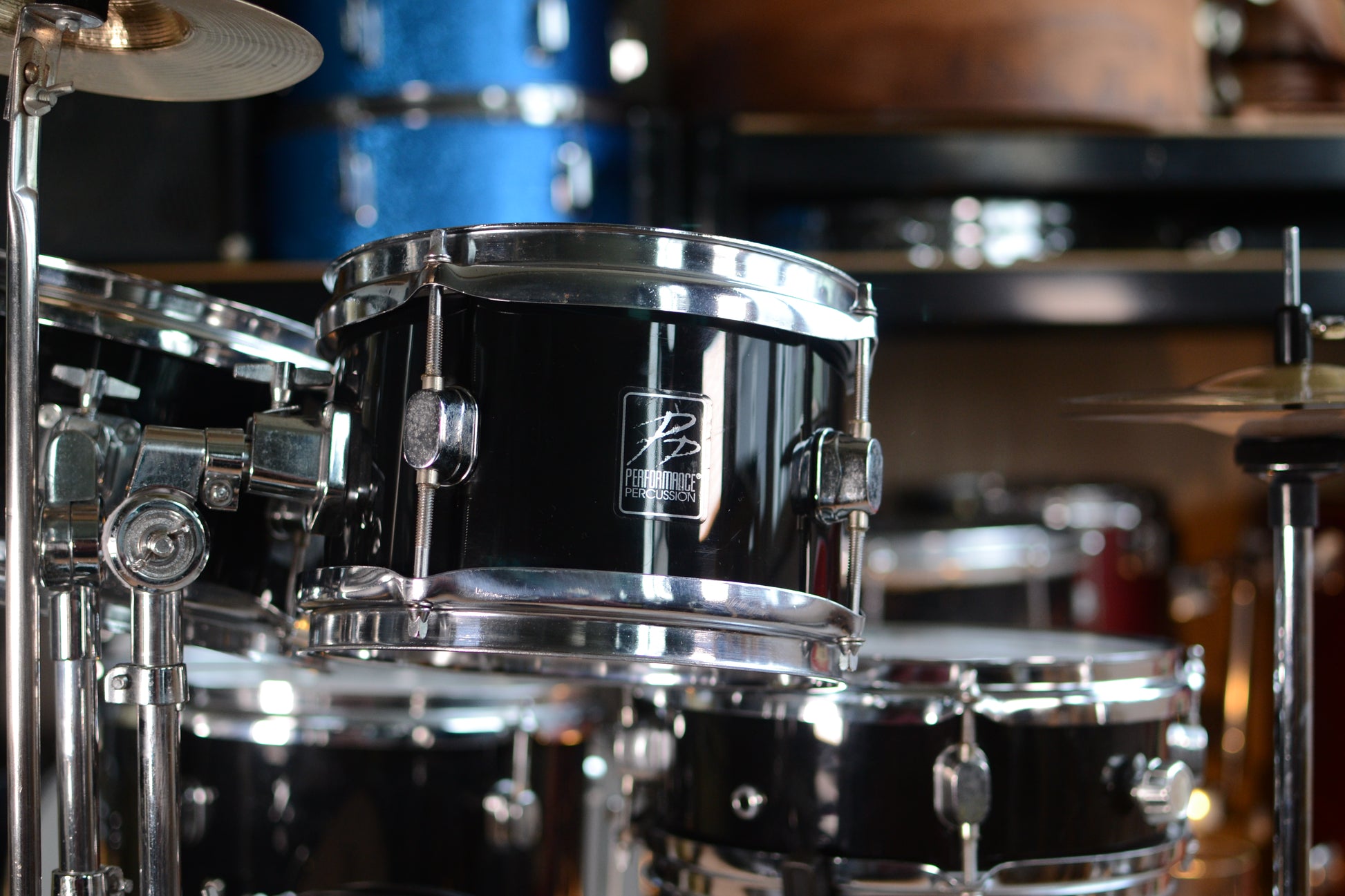 Childrens Drum Kit by Percussion Plus in Piano Black