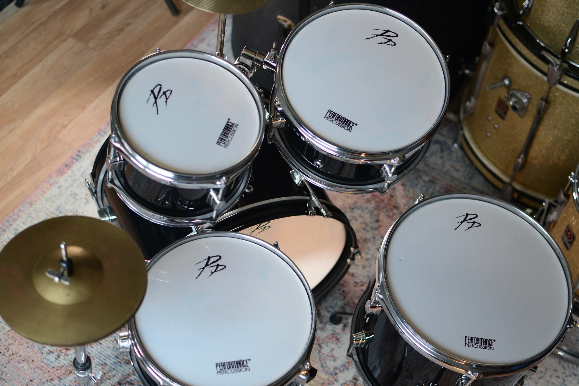 Childrens Drum Kit by Percussion Plus in Piano Black