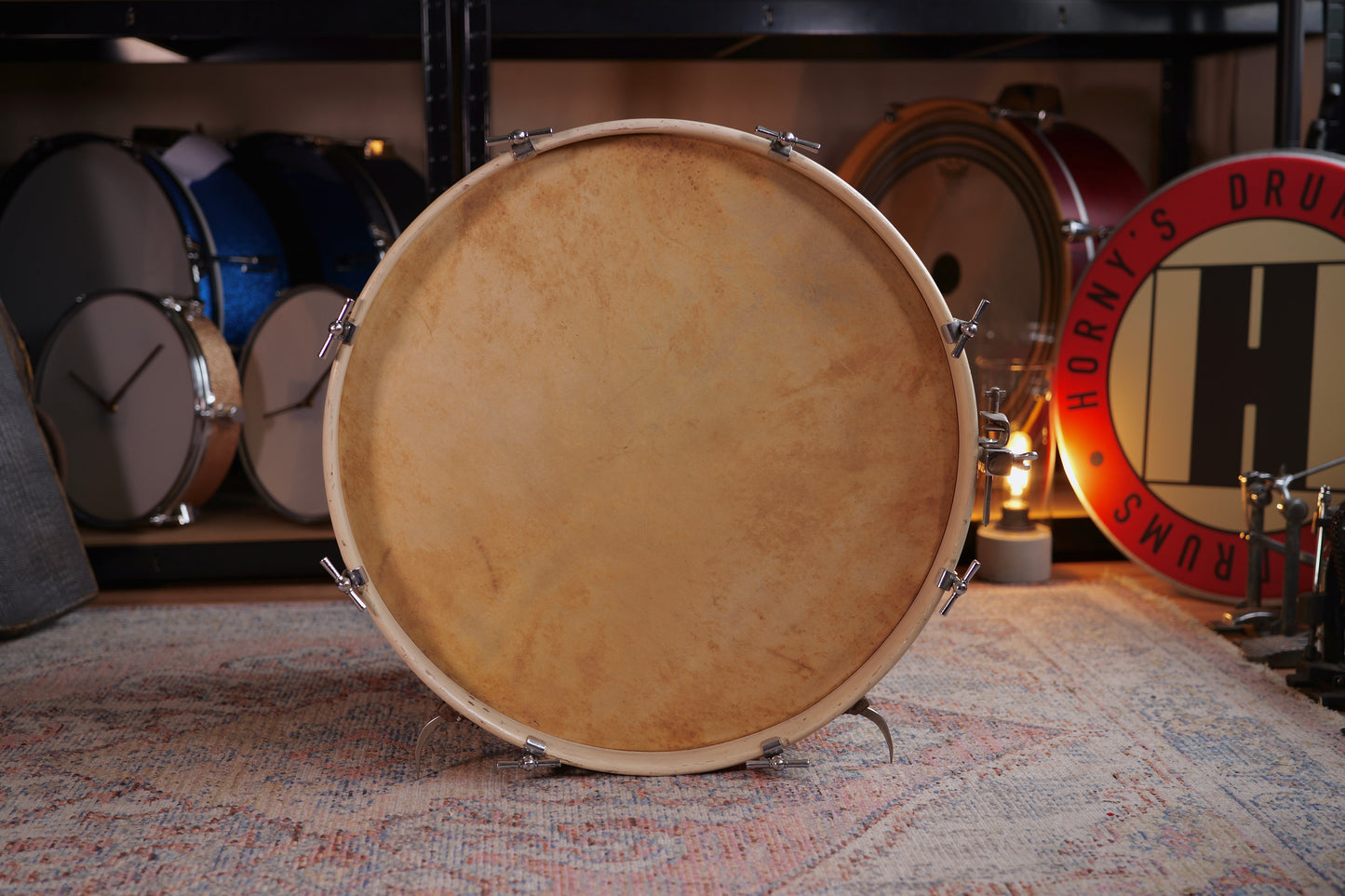 Besson London Vintage 22x14" Bass Drum w/ Calf Skin Heads and Rare Leedy Dampener - 1938