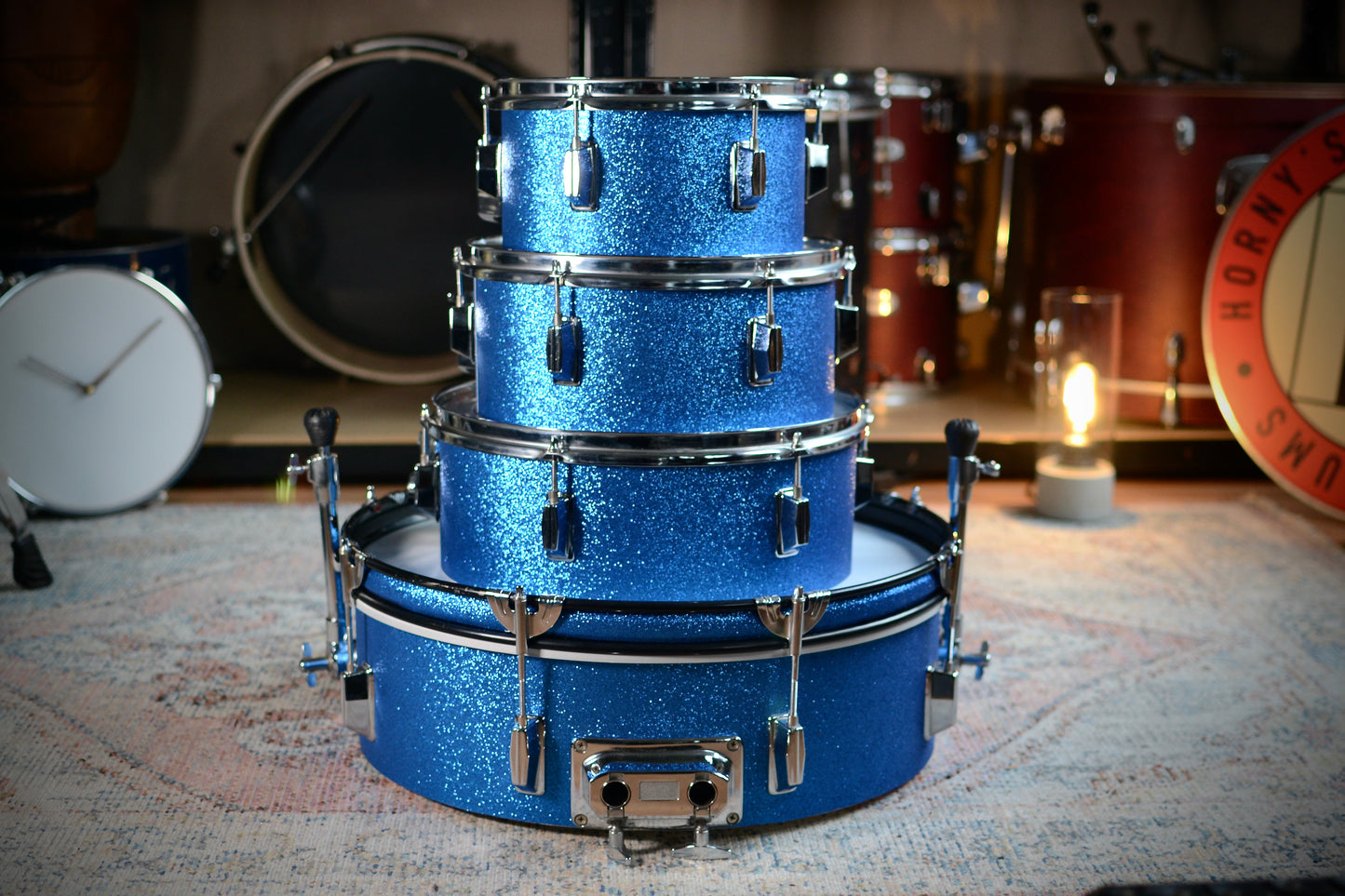 HD Custom 'Chop Kit' 4-piece Compact Drum Kit in Blue Sparkle
