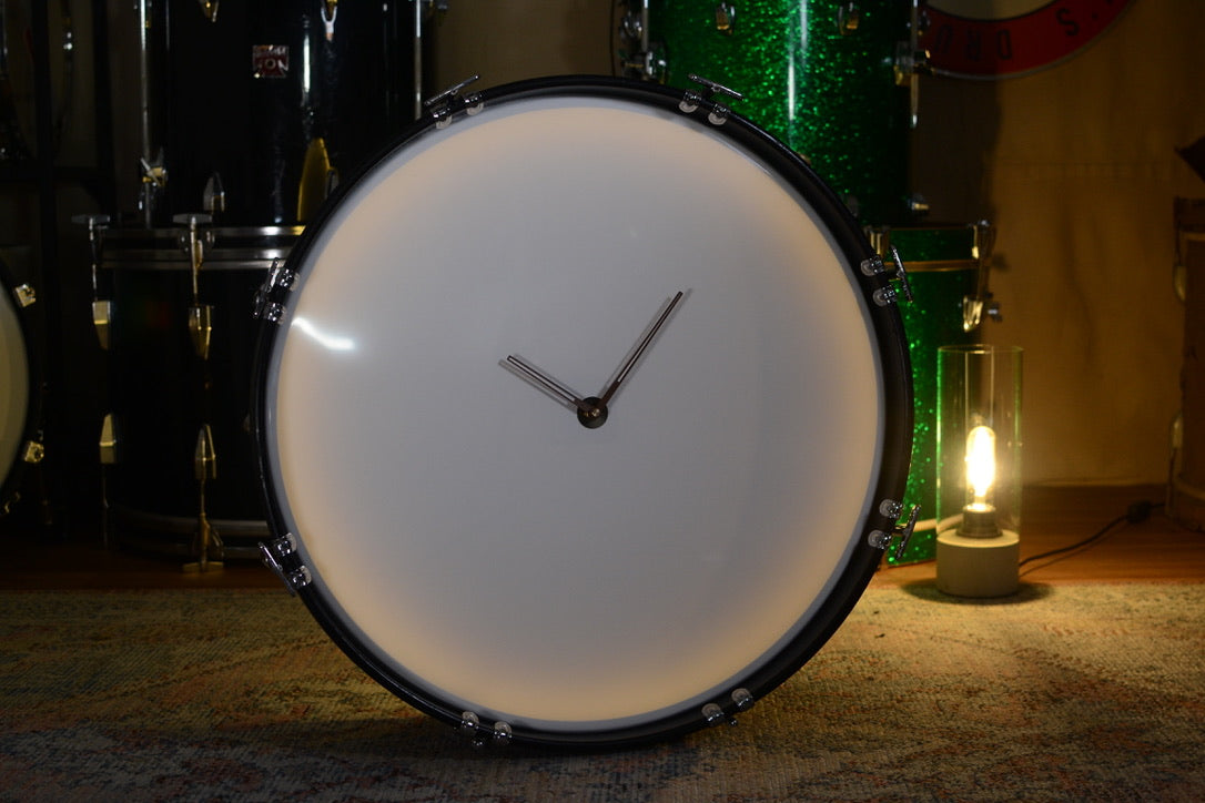 Large 22" Statement Drum Clock - Backlit & Non-ticking - Champagne Sparkle