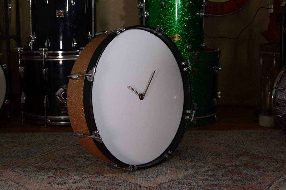 Large 22" Statement Drum Clock - Backlit & Non-ticking - Champagne Sparkle