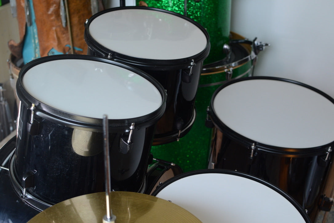 Gear4Music Full Drum Kit in Piano Black Inc. Hardware & Cymbals