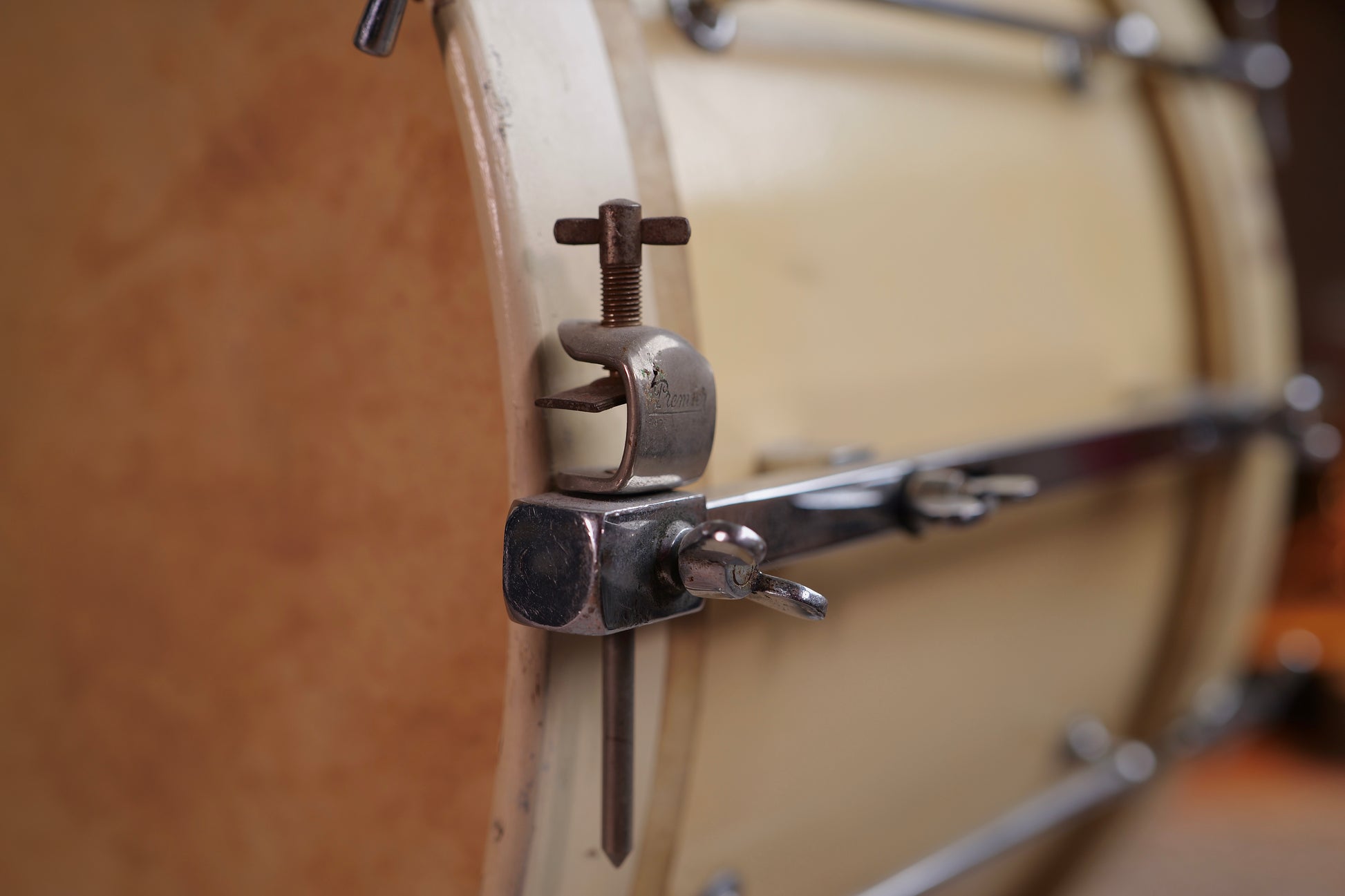 Besson London Vintage 22x14" Bass Drum w/ Calf Skin Heads and Rare Leedy Dampener - 1938