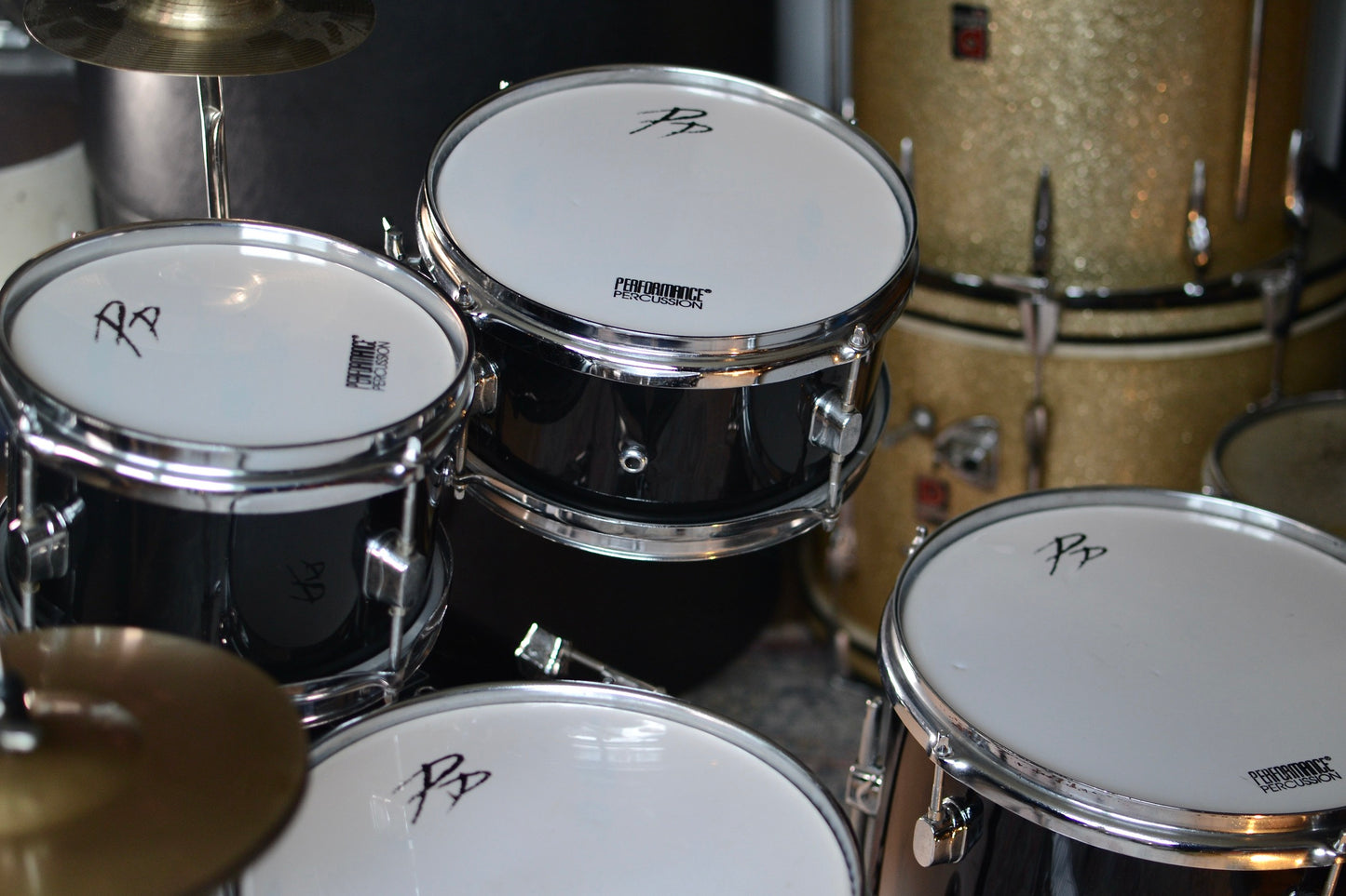 Childrens Drum Kit by Percussion Plus in Piano Black