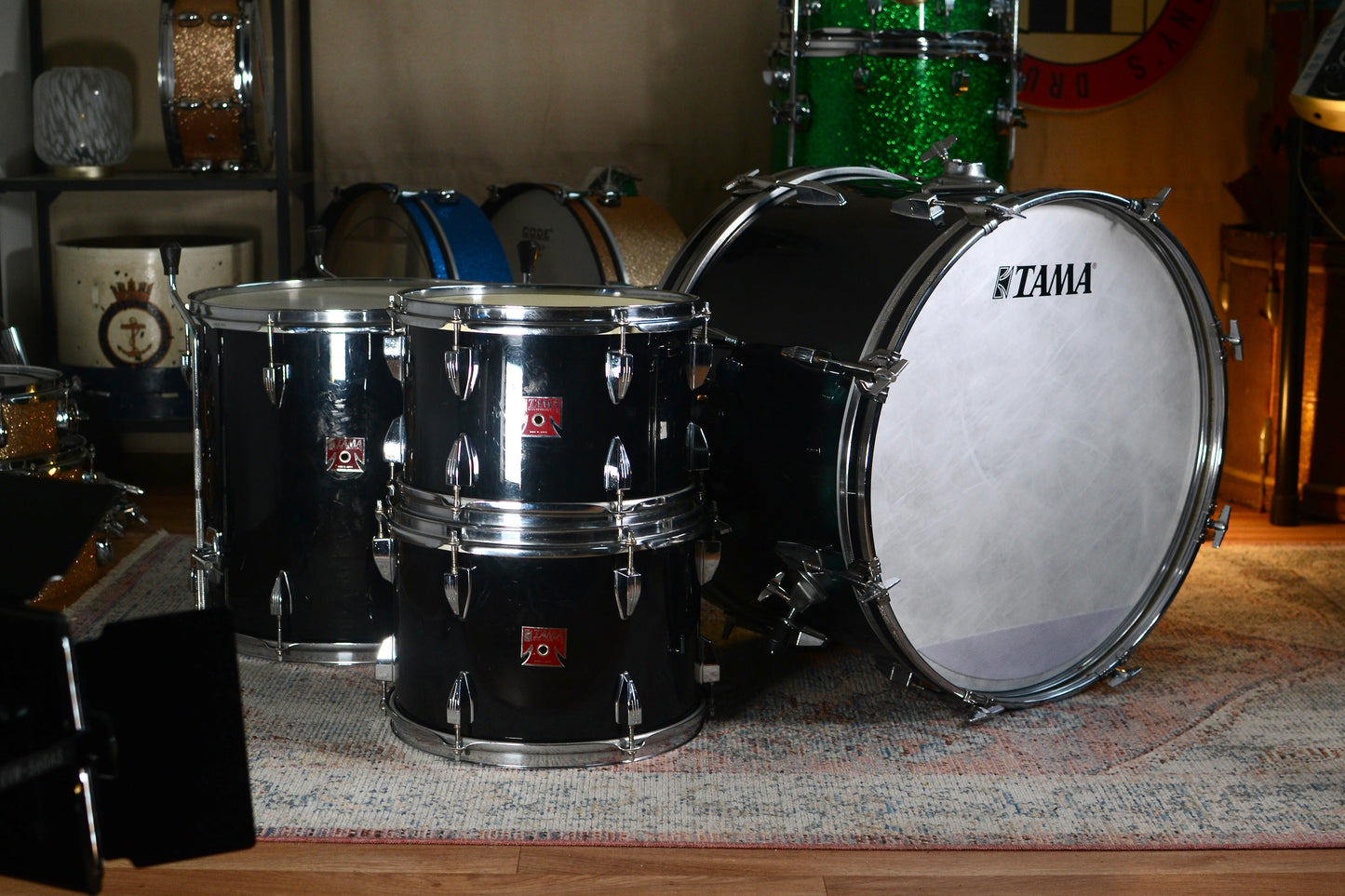Tama Red Badge Swingstar 'SS-505' Drum Kit In Jet Black - 1980s (Shell Pack)