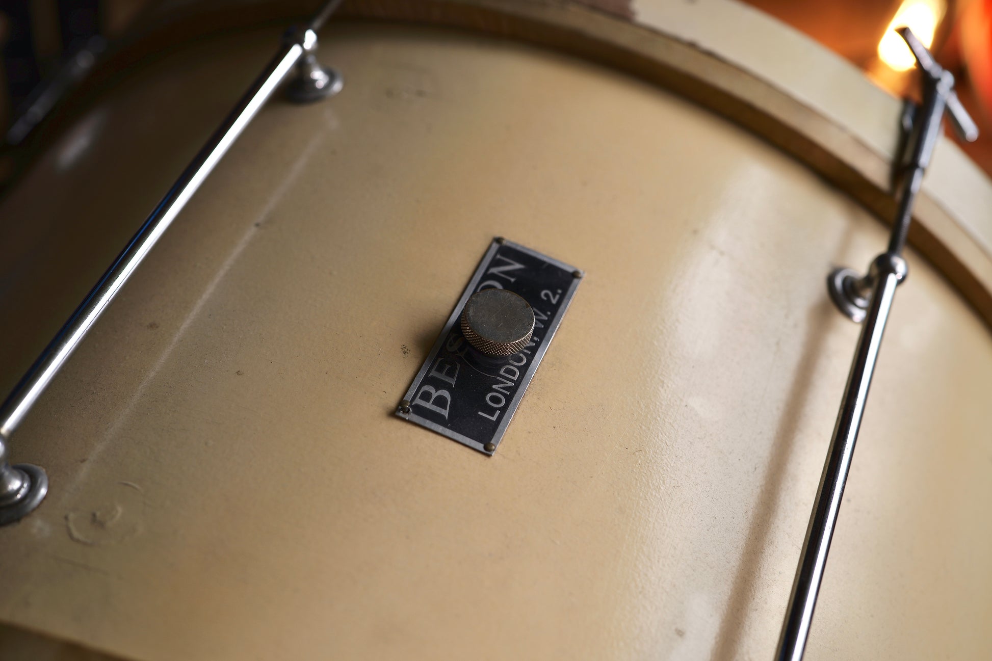 Besson London Vintage 22x14" Bass Drum w/ Calf Skin Heads and Rare Leedy Dampener - 1938