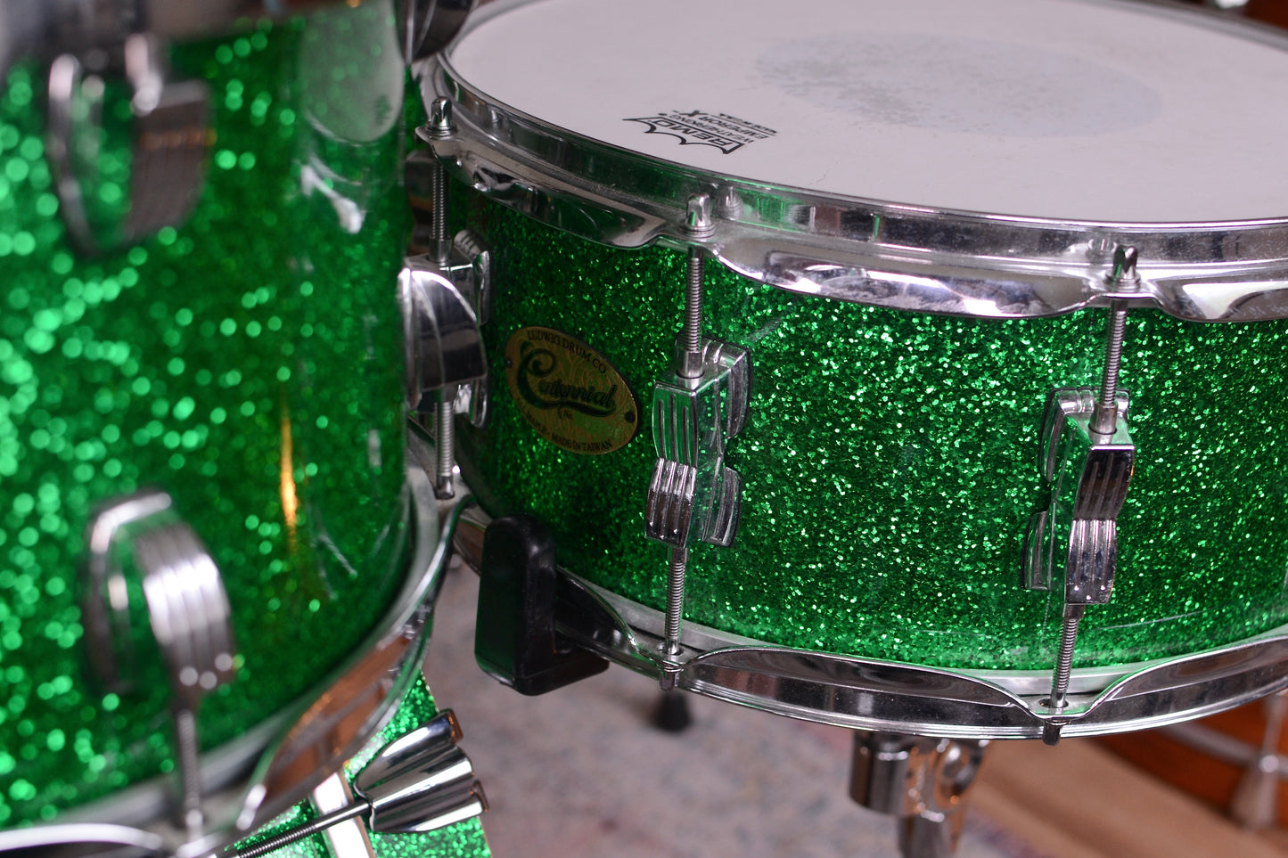 Ludwig Centennial 'Arena' 4-piece Drum Kit in Green Sparkle w/ Snare Drum - 2009