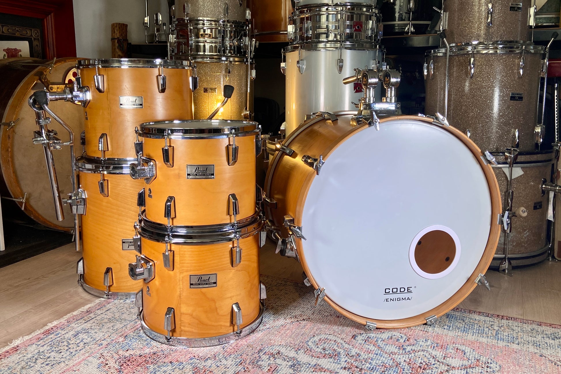 Pearl 'WLX' World Series Drum Kit in Matt Natural - 1980s