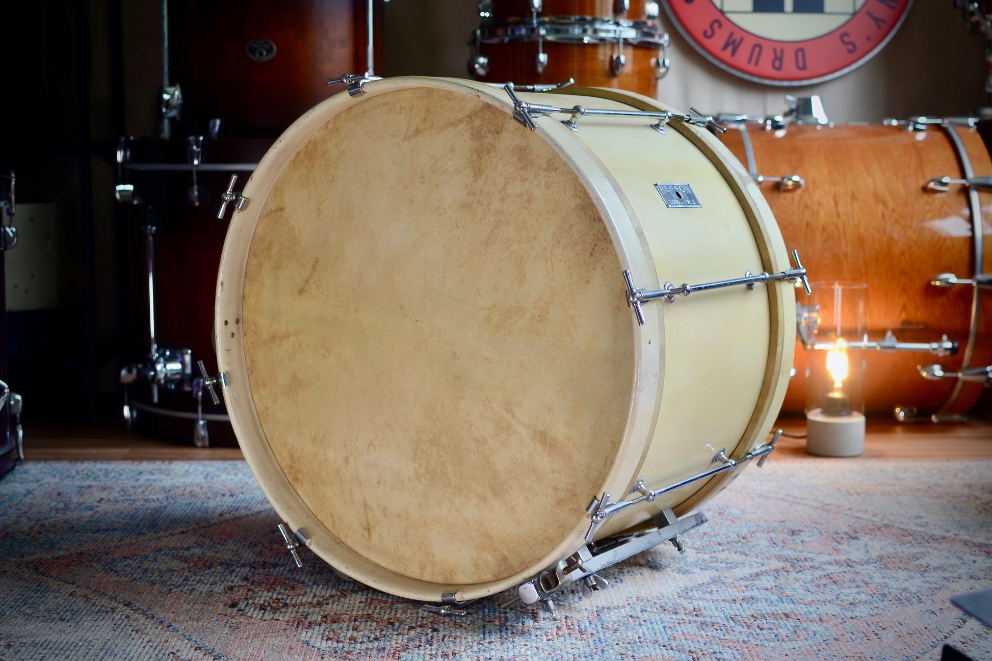 Besson London Vintage 22x14" Bass Drum in Aged White - 1938
