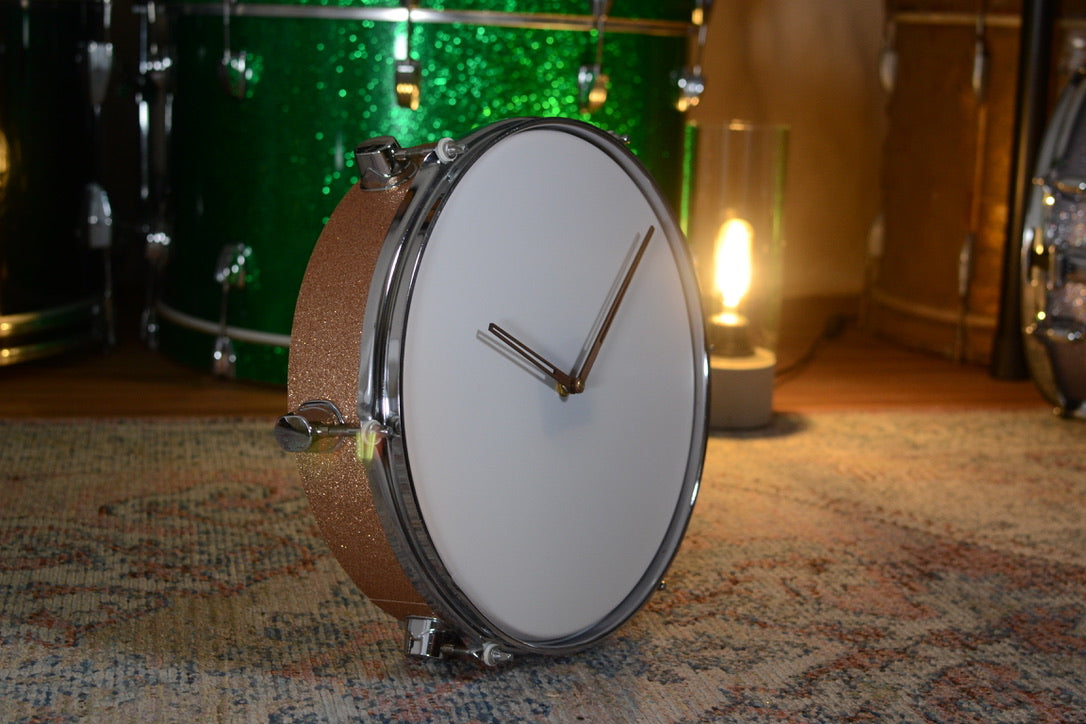 Wall Hanging 12" Drum Clock - Non-ticking - Champagne Sparkle
