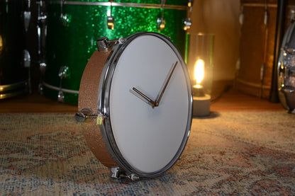 Wall Hanging 12" Drum Clock - Non-ticking - Champagne Sparkle