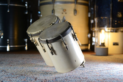 John Grey 6 1/4” & 5 1/4” Vintage Bongos in White - 1950s