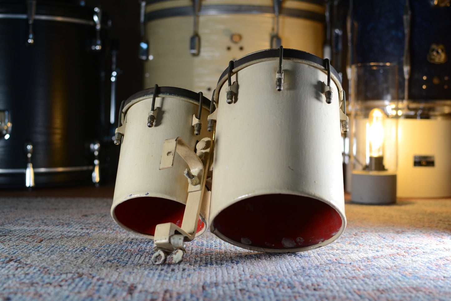 John Grey 6 1/4” & 5 1/4” Vintage Bongos in White - 1950s