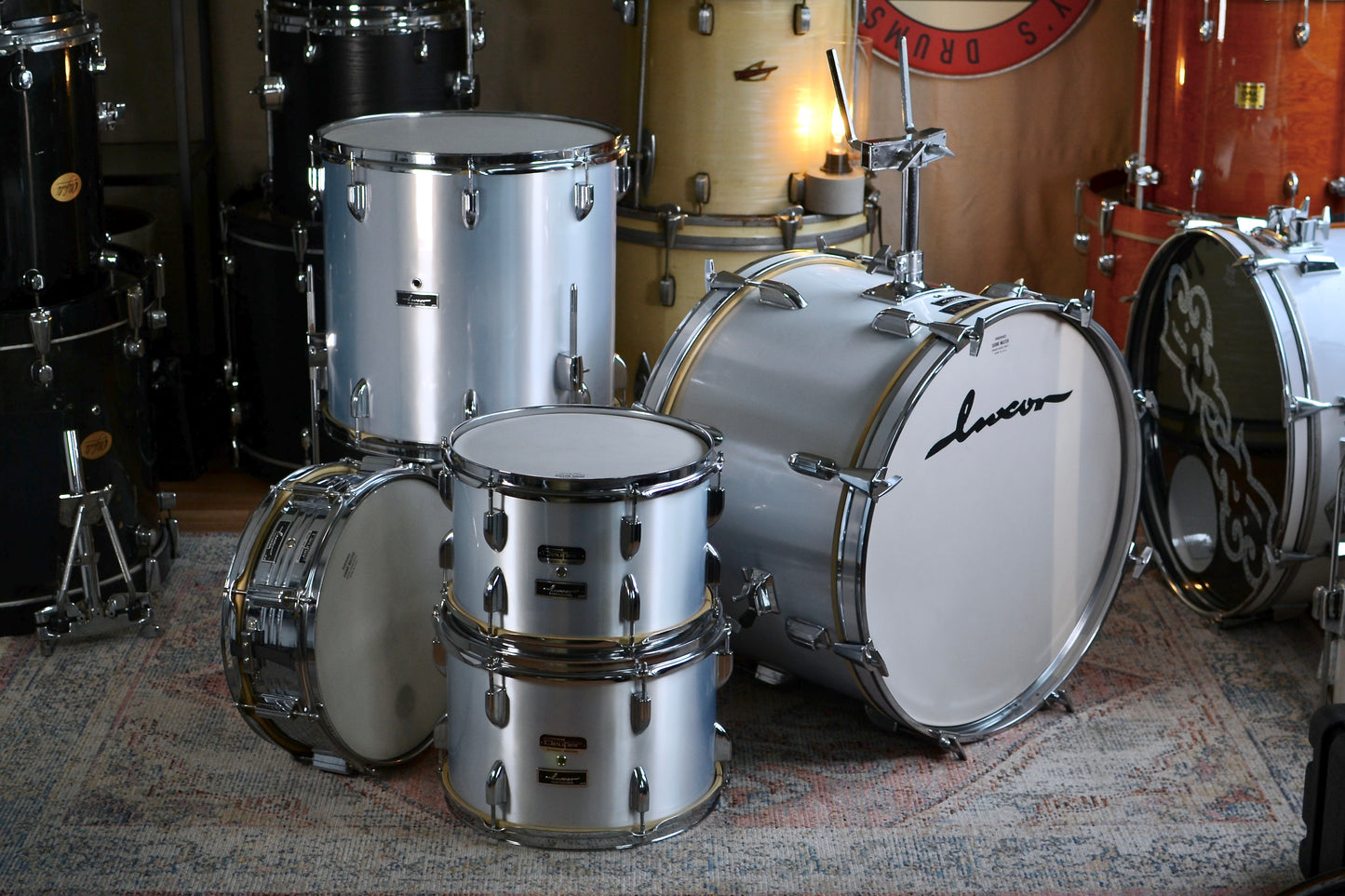 Luxor Professional MIJ 5 Piece Drum Kit in Silver Metallic - 1960s