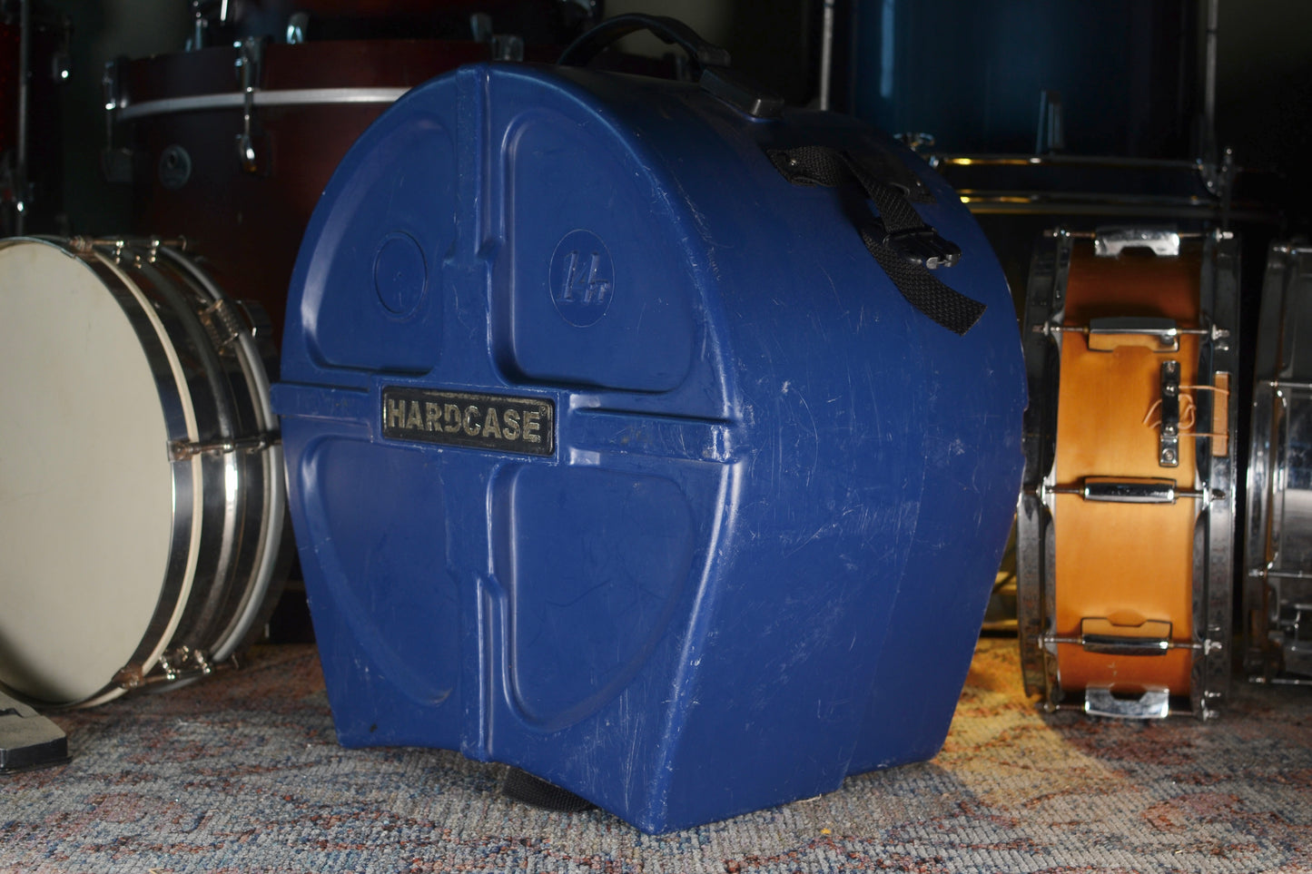 HARDCASE 14" Rack Tom Drum Case With Pads - Dark Blue