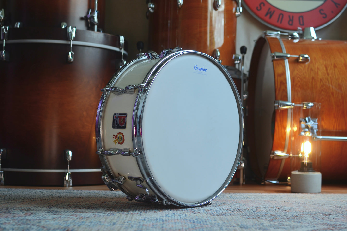 Premier ‘No.1’ Super Ace 14x5.5" Vintage Snare Drum in White Duroplastic - 1958
