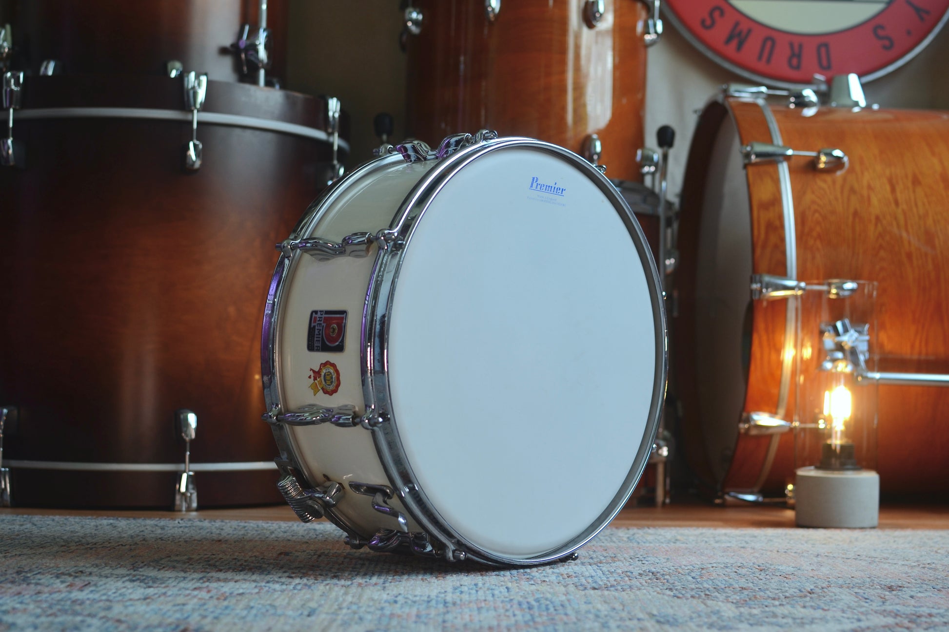 Premier ‘No.1’ Super Ace 14x5.5" Vintage Snare Drum in White Duroplastic - 1958
