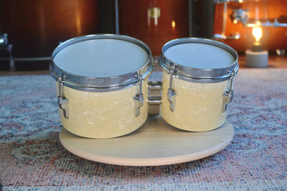 Olympic (Premier) 6 & 8" Drum Bongos in White Marine Pearl -  1950s