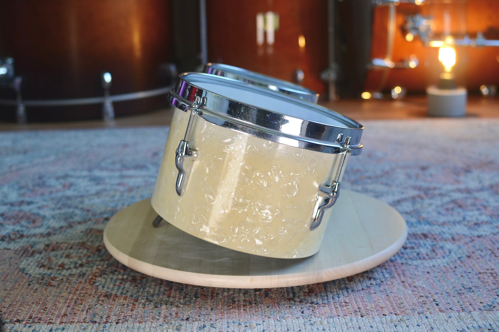 Olympic (Premier) 6 & 8" Drum Bongos in White Marine Pearl -  1950s