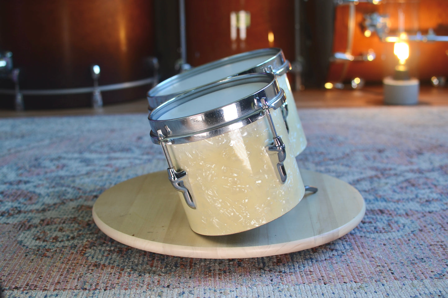 Olympic (Premier) 6 & 8" Drum Bongos in White Marine Pearl -  1950s