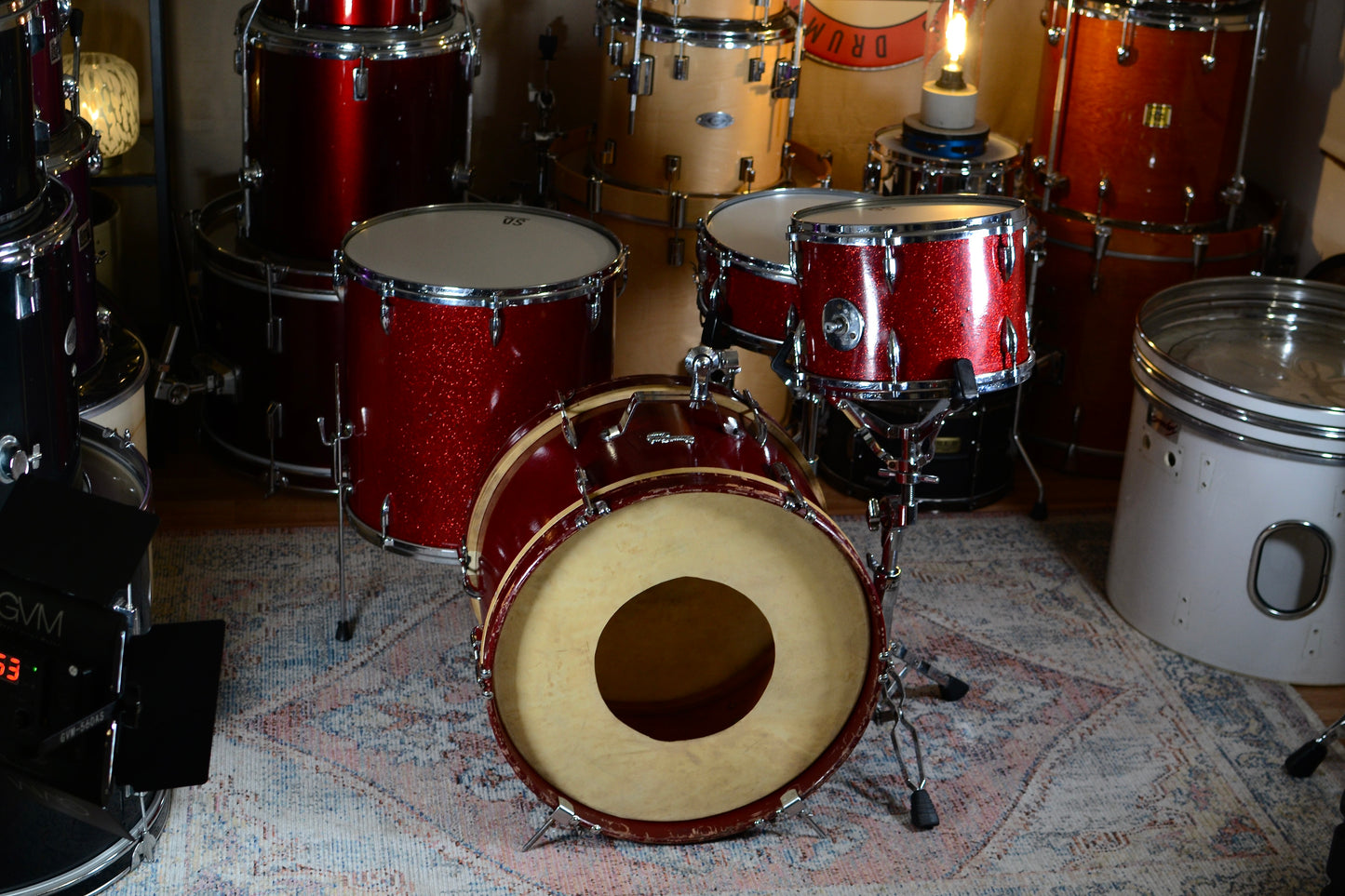 Stratford & Besson (Ajax) 'Shaftsbury' Outfit Drum Kit inc Snare in Red Sparkle - 1960s