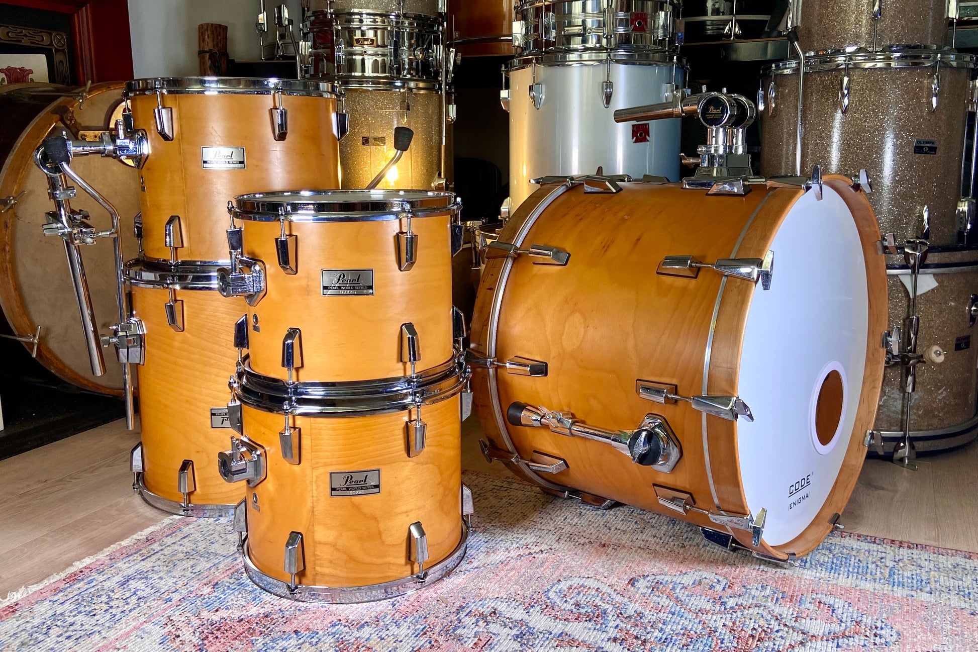 Pearl 'WLX' World Series Drum Kit in Matt Natural - 1980s