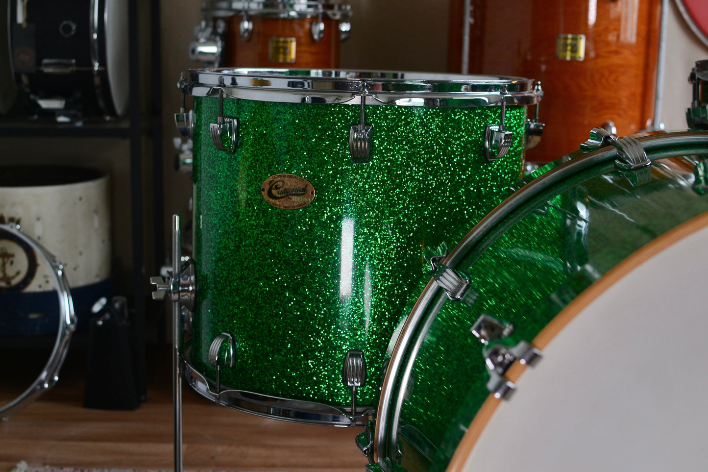 Ludwig Centennial 'Arena' 4-piece Drum Kit in Green Sparkle w/ Snare Drum - 2009
