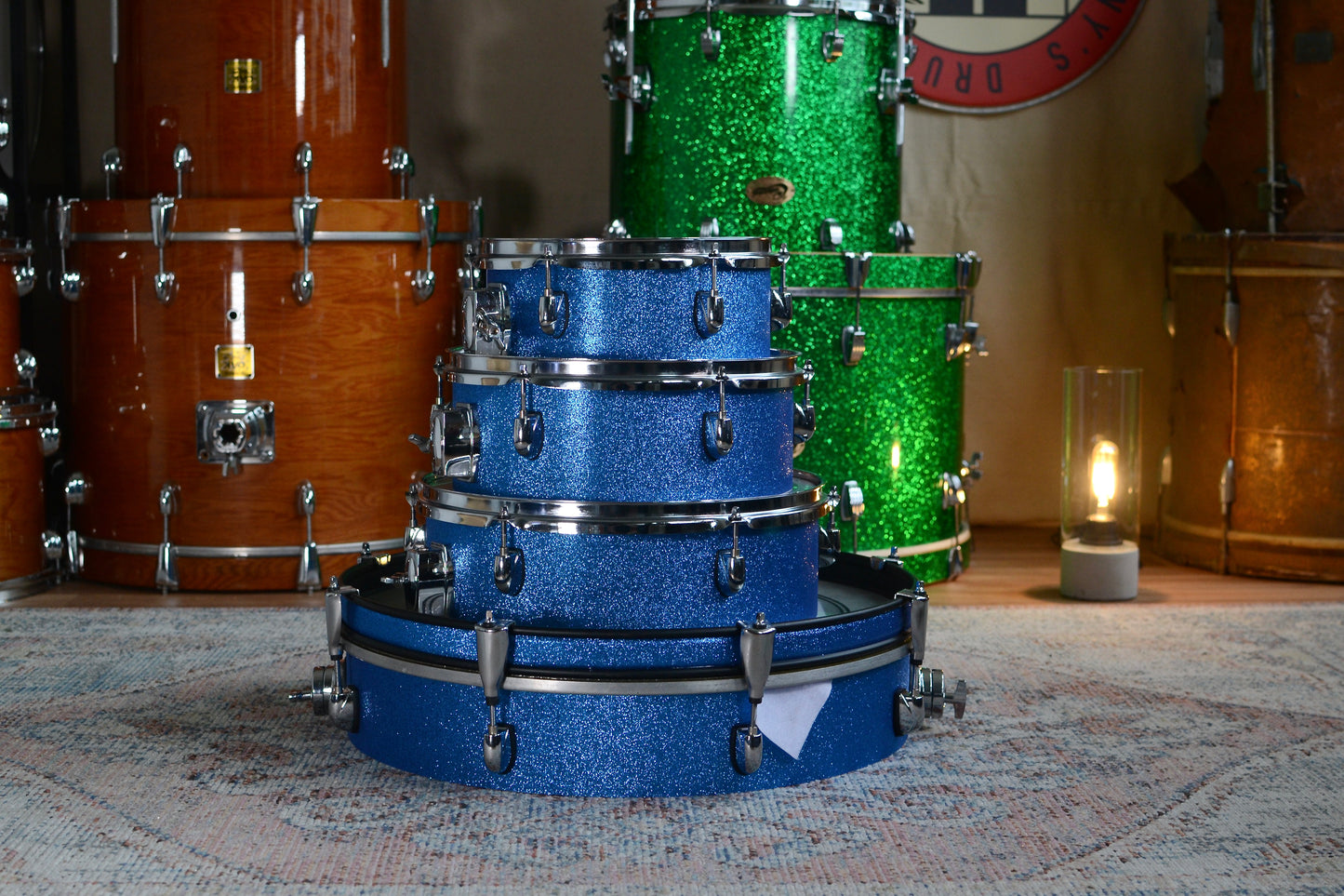 HD Custom 'Chop Kit' 4-piece Compact Drum Kit in Blue Sparkle