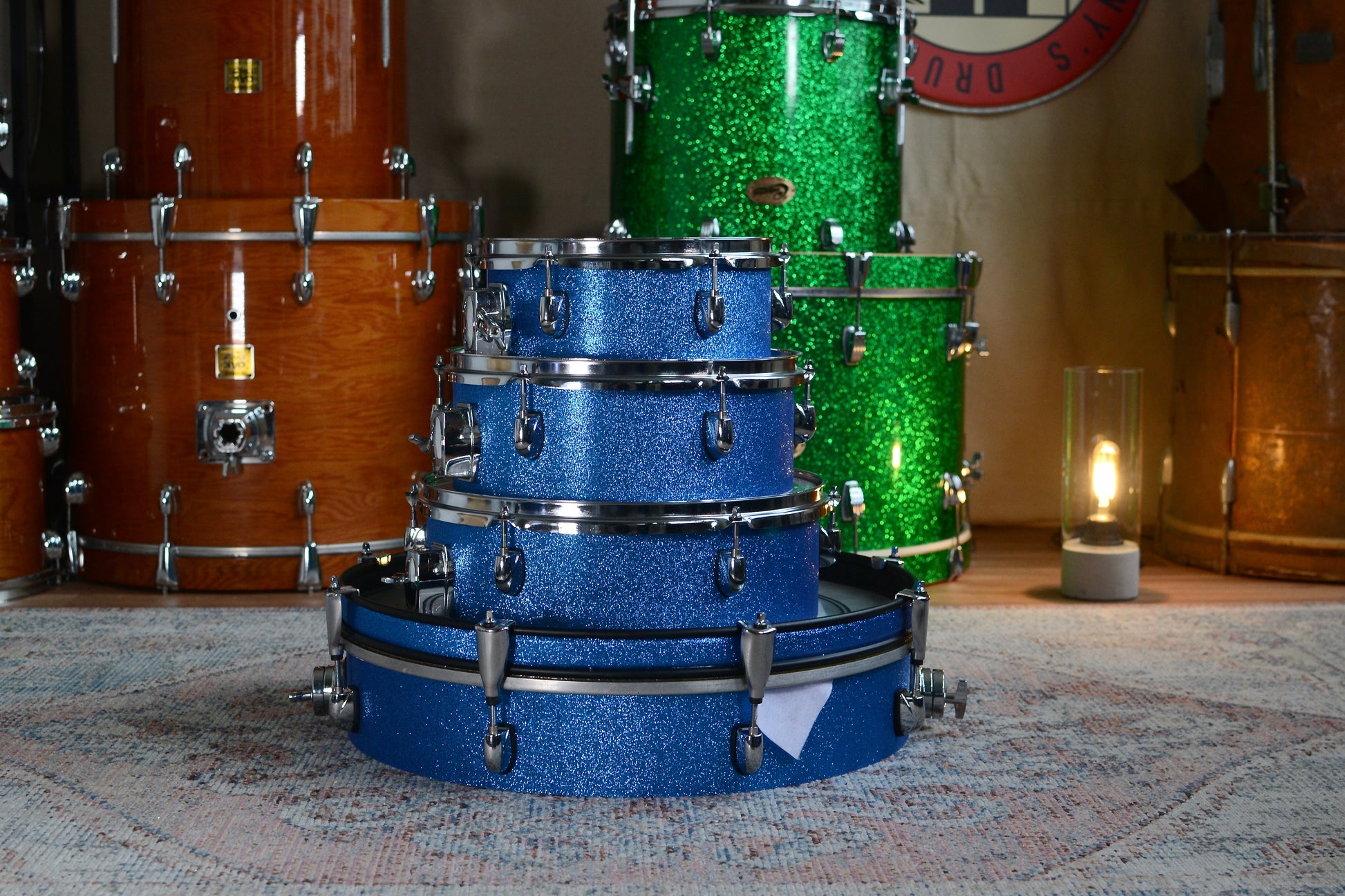 HD Custom 'Chop Kit' 4-piece Compact Drum Kit in Blue Sparkle