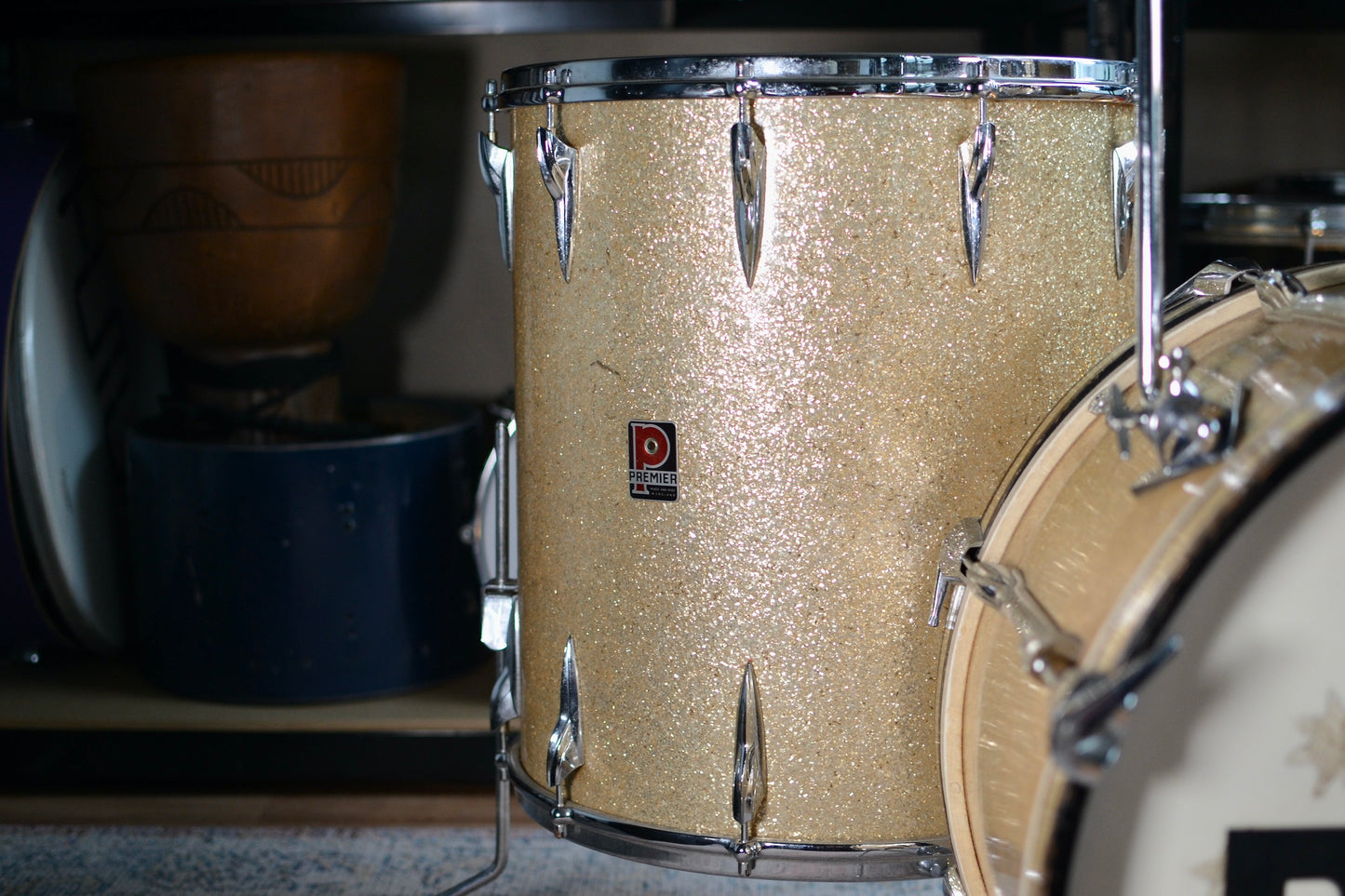 Premier '55' Vintage Drum Kit in Gold Sparkle 12/16/20" - 1960/1970s