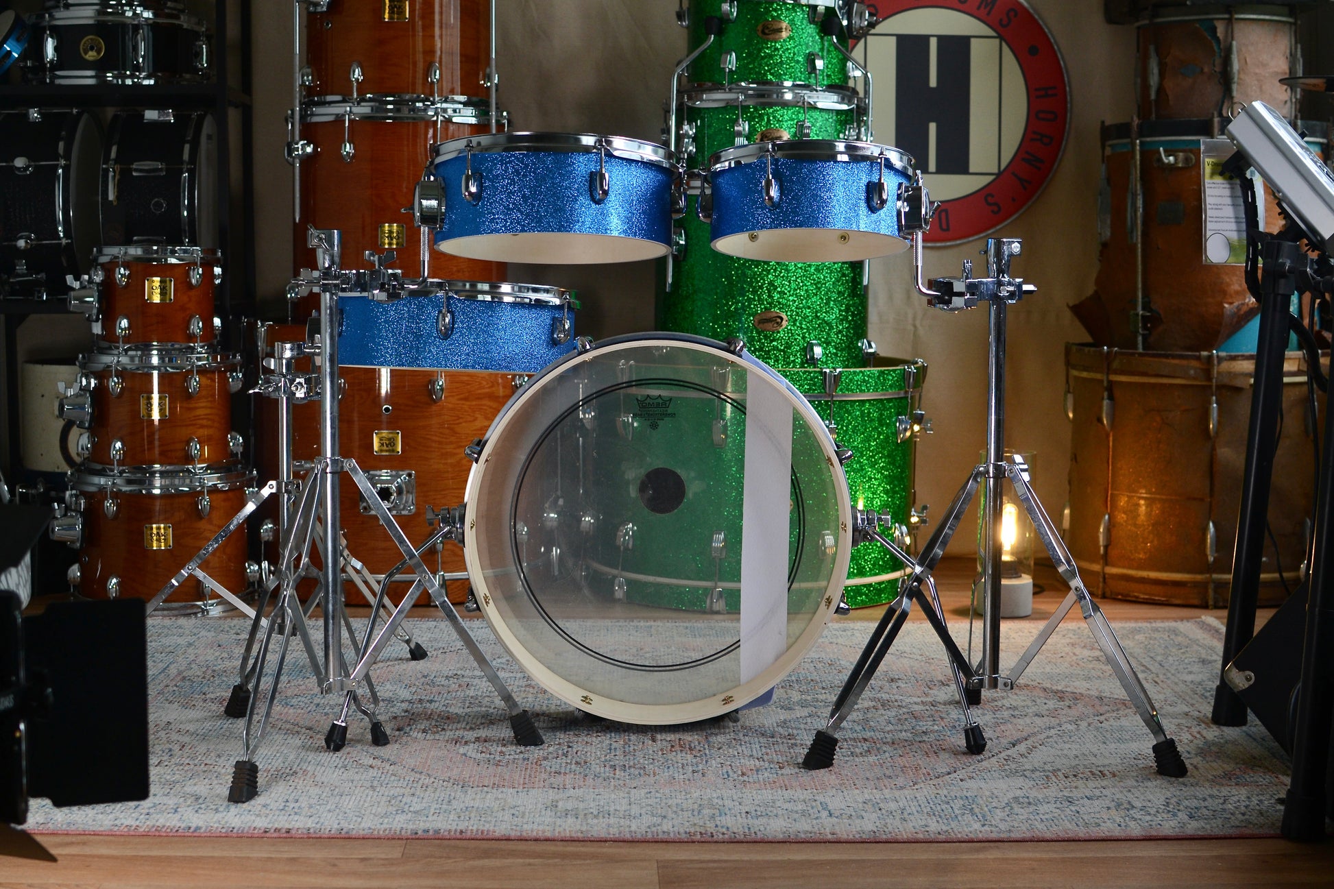 HD Custom 'Chop Kit' 4-piece Compact Drum Kit in Blue Sparkle